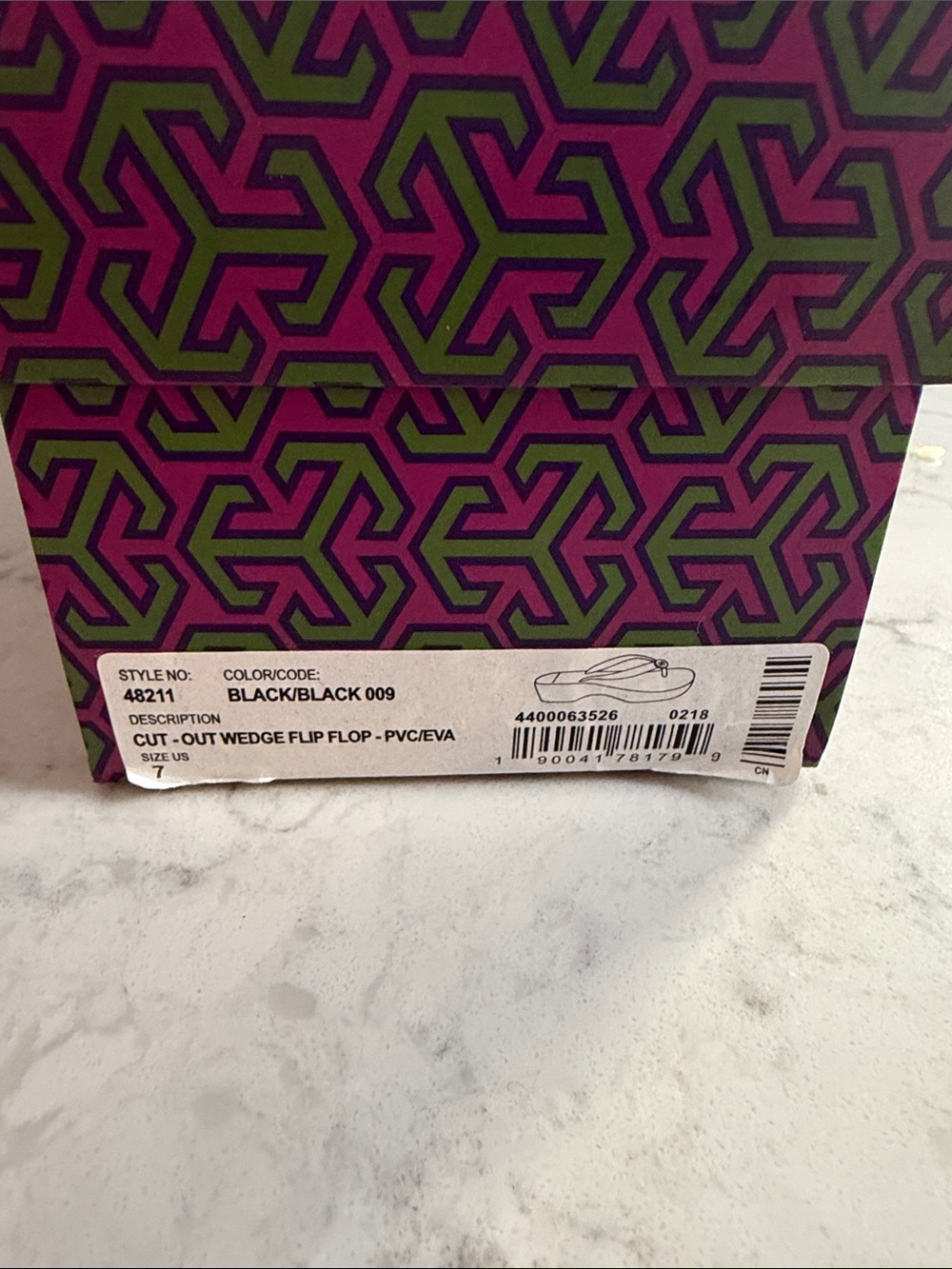 Tory Burch Black Cut-Out Wedge Flip Flop - Picture 2 of 5